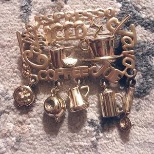 Espresso Coffee Joe  Java Caffee brooch pin